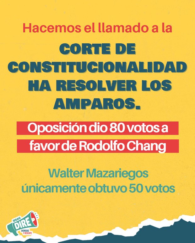 usac_dire's tweet photo. La voluntad ya se expresó: 80 votos por el cambio.
Ahora le toca a la Corte resolver los amparos.

La comunidad universitaria exige respeto a la decisión democrática. ✊📢 https://t.co/ZyN0JjZDxW