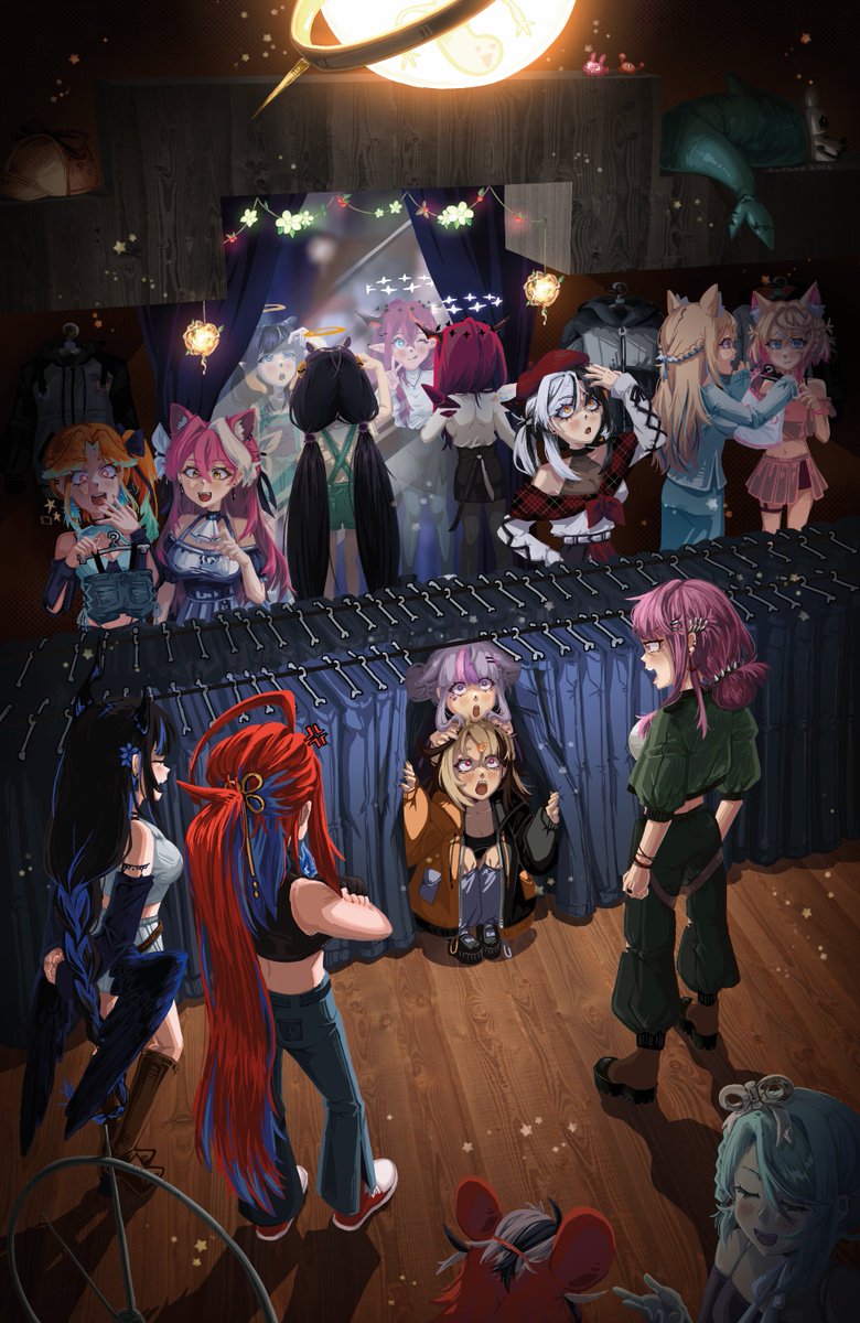 My final artwork for the Shinigami No Nichijou charity zine, featuring all 20 HoloEN members out shopping! Happy 6th birthday Calli!! 💕
#Shini_No_Nichi #callillust
[+🧵below!]