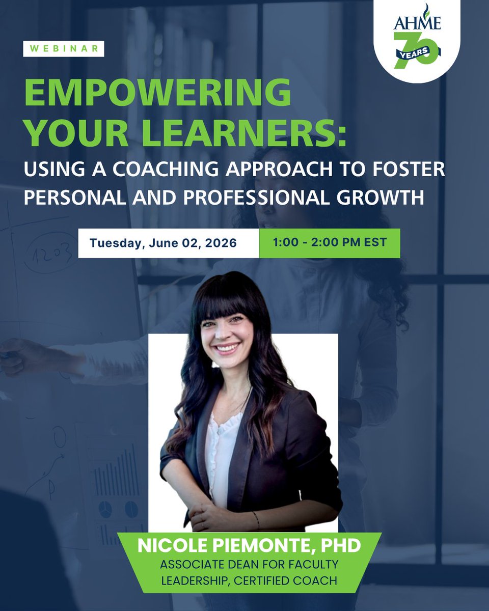 AHMEforMedEd's tweet photo. Join this webinar to explore coaching tools and strategies that help trainees gain clarity, build confidence, and thrive through intentional, growth-focused conversations.

🗓️ June 02 | 1:00–2:00 PM EST
🔗 Register here: https://t.co/8TrEcOOJBG https://t.co/zA0GQLsfYp