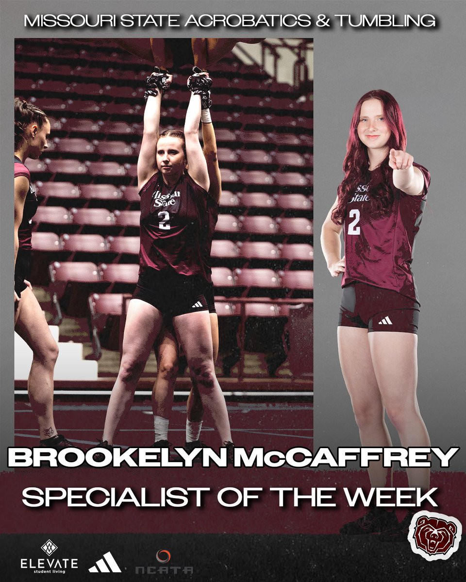 MoStateAcro's tweet photo. A big-time honor for Brookelyn McCaffrey 😤|

Your NCATA Specialist of the Week!

#NeverSettle #GoBears https://t.co/Dn4zXGiPax