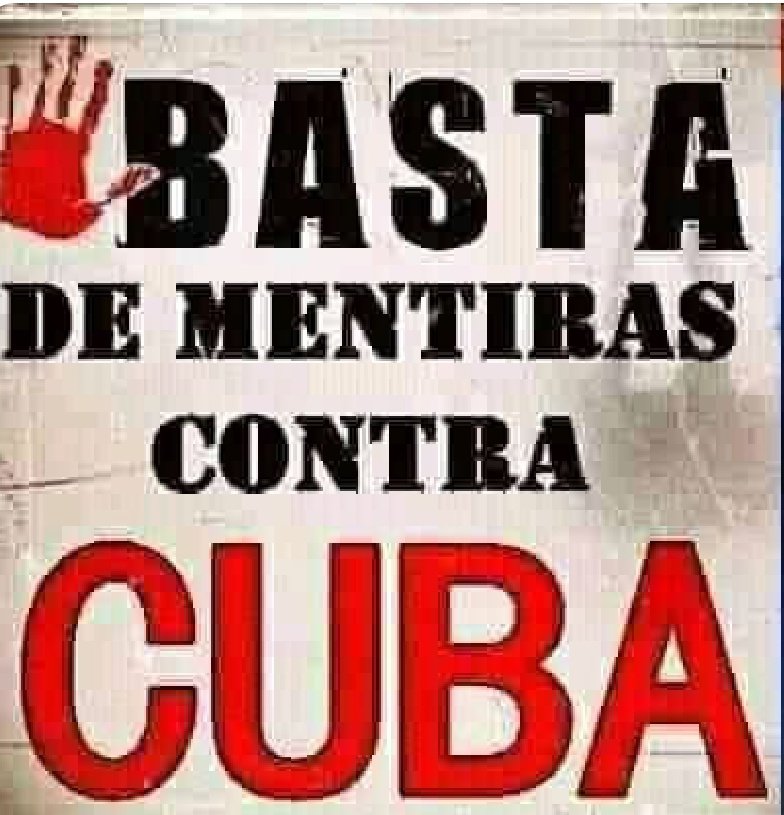<a href="/BrunoRguezP/">Bruno Rodríguez P</a> No más MENTIRAS contra el pueblo de #Cuba Un pueblo digno, solidario que comparte lo que tiene con mucho Amor. La verdad triunfa. No lograran sus macabros empeños, caban sus propias tumbas. #CubaEstáFirme #CubaVencerá #CubaEsRevolución SOCIALISTA
