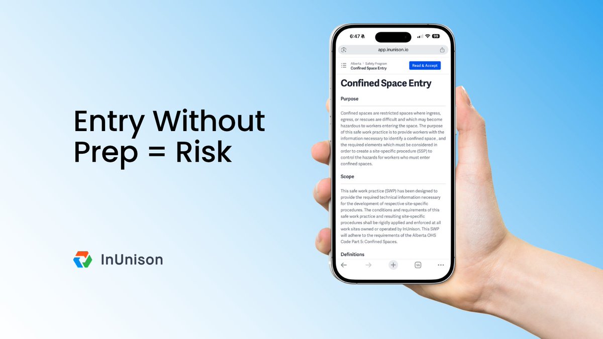 InUnisonTech's tweet photo. Free Confined Space Toolbox Talks to keep crews safe. Spot hazards, reinforce safe entry, and prevent incidents before they happen.

👉 Download here: https://t.co/3xFthDvSmC

 📖 Read the full blog: https://t.co/gH5jvX9MBK

#ToolboxTalk #ConfinedSpace #Safety #OHS #SafetyCulture https://t.co/4Cfq95eyhk