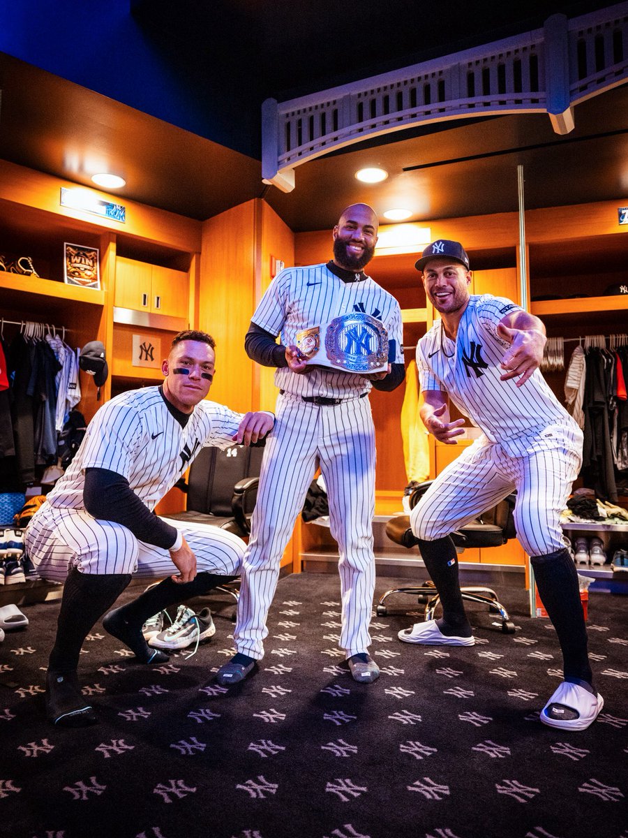 YanksPics's tweet photo. Aaron Judge, Amed Rosario, and Giancarlo Stanton, April 7, 2026 https://t.co/Zp32w3u2VS