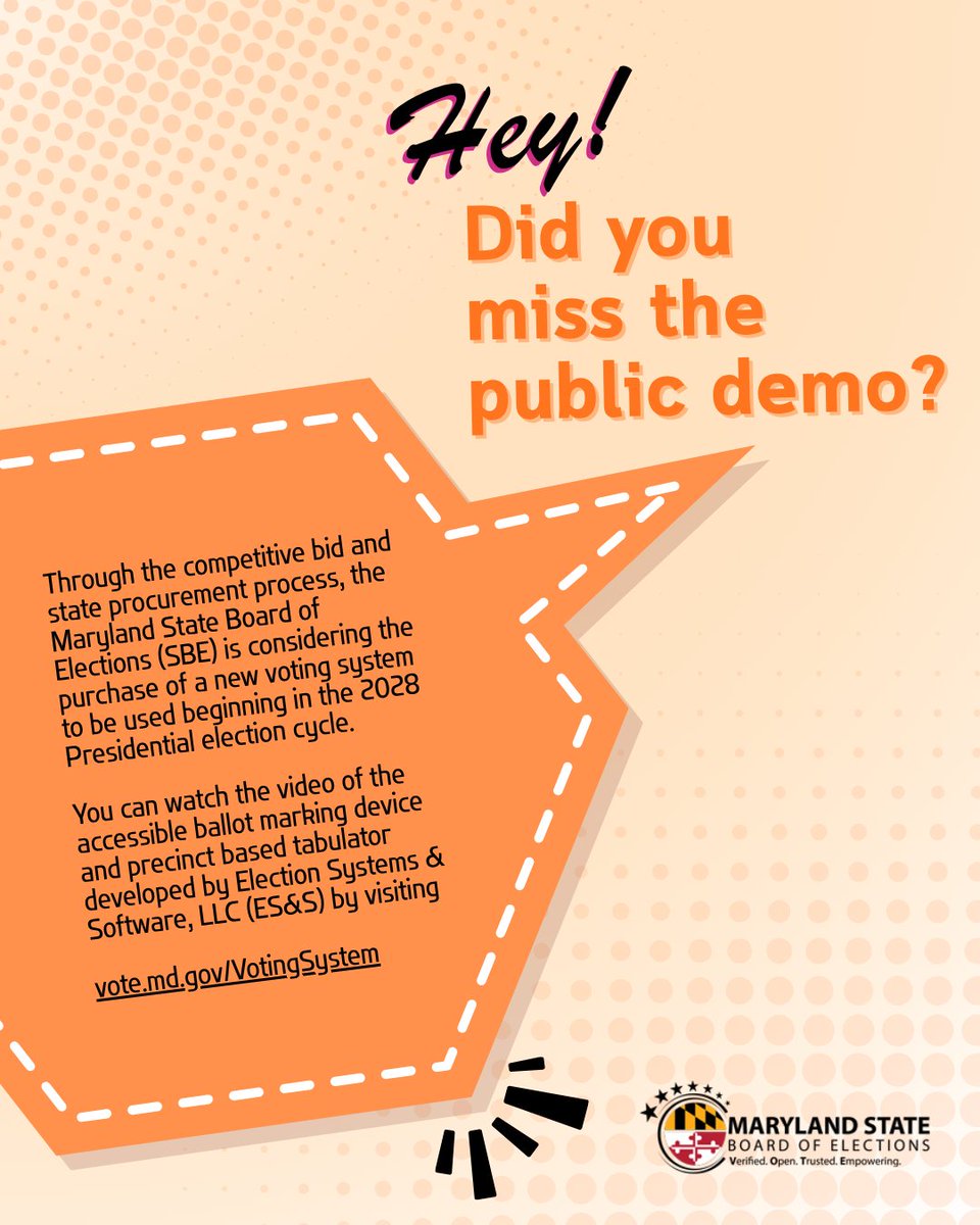 md_sbe's tweet image. Did you miss the public demo? You can watch the video by visiting  vote.md.gov/VotingSystem #MDVotes #TrustedInfo2026