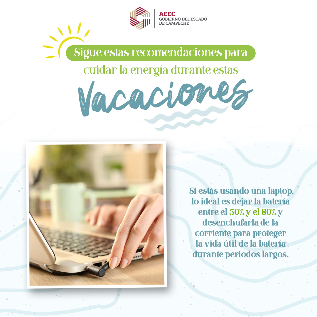 AEEC_CAMPECHE's tweet image. ✳️ Para maximizar la eficiencia energética y la vida útil de la batería de una laptop, la recomendación actual no es mantenerla constantemente al 100% o al 0%, sino gestionar sus ciclos de carga manteniéndola en niveles intermedios. 

#GobiernoDeTodos🚩 #AEEC #Energía⚡