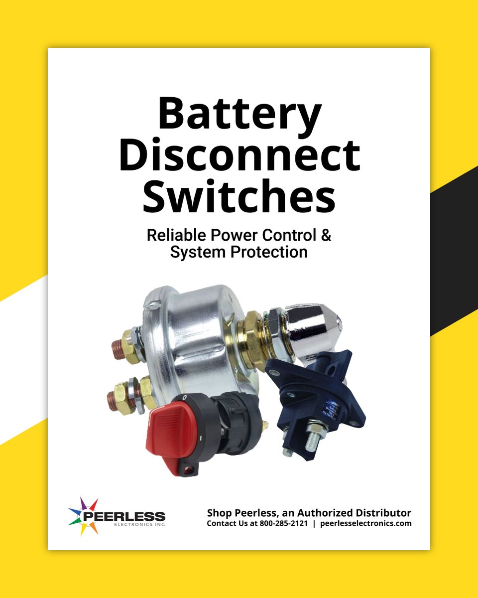 PeerlessElec's tweet image. When power must be controlled with certainty, battery disconnect switches provide dependable power control in demanding environments where safety and reliability are critical. Explore our selection:
peerlesselectronics.com/product/batter…

#BatteryDisconnectSwitch #Peerless #Authorized