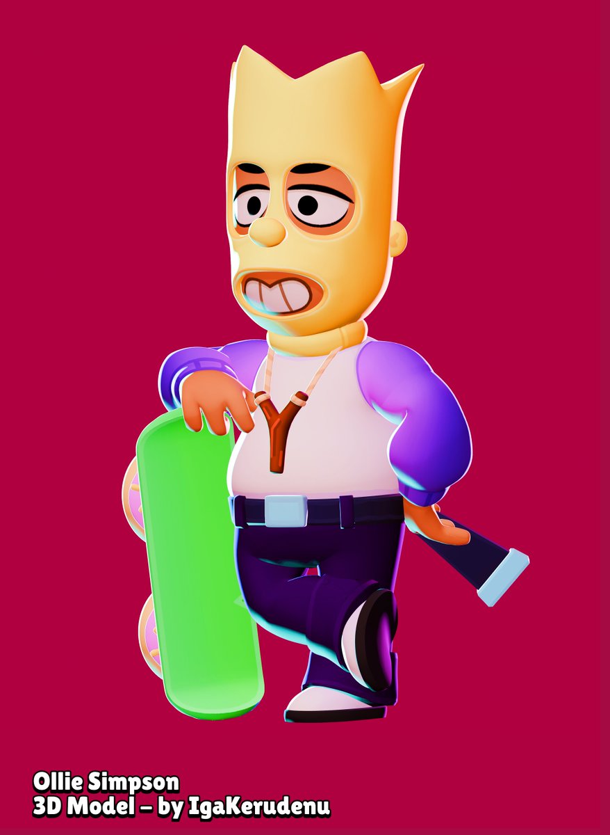 IgaKerudenu's tweet image. Bart Simpson Ollie - Skin Concept, 3D Model 🛹📒
#Bart #Simpsons #BrawlStarsModel #Ollie