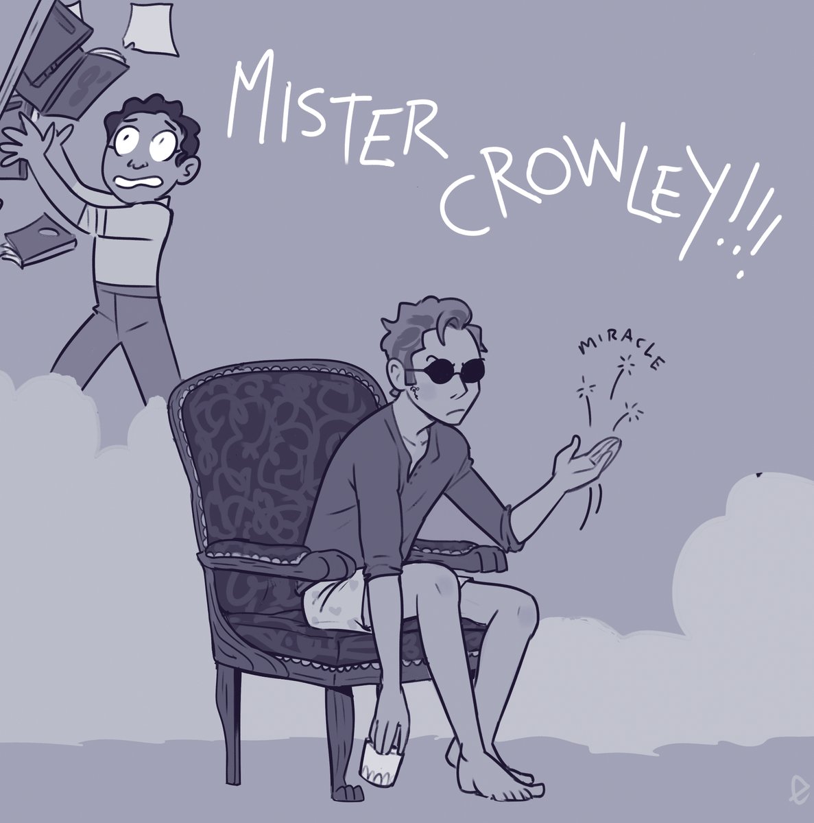 EnaBuns's tweet image. With the reveal of the poster for season 3, I wanted to share some of my favorite depressed Crowley comics! Here's hoping we get a trailer BEFORE May 🥴
 #GoodOmensSeason3 #ineffablehusbands