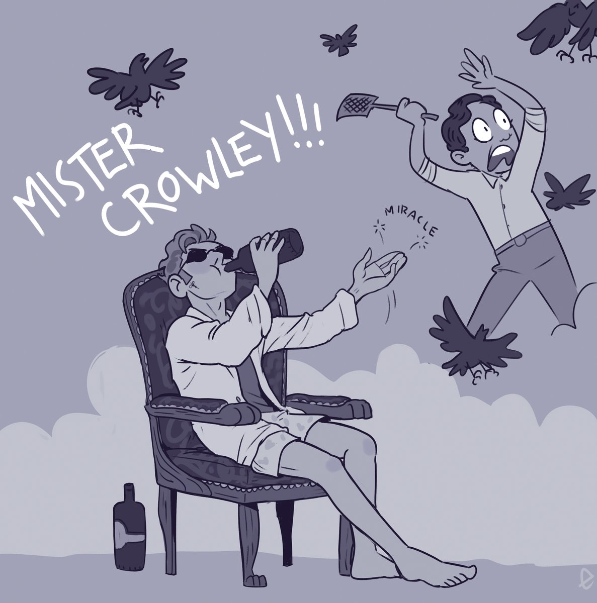 EnaBuns's tweet image. With the reveal of the poster for season 3, I wanted to share some of my favorite depressed Crowley comics! Here's hoping we get a trailer BEFORE May 🥴
 #GoodOmensSeason3 #ineffablehusbands