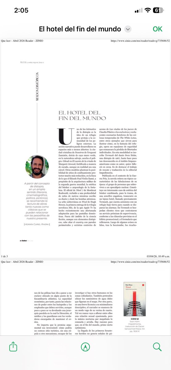 acurielrivera's tweet photo. @f_cientifica Encantado de descubrir este sitio. Yo escribo mensualmente en la revista Qué leer, estoy a cargo de la columna Mundos distópicos. Comparto mi más reciente colaboración, por si fuera de interés. ¡Saludos! https://t.co/VD7ncUlF0X