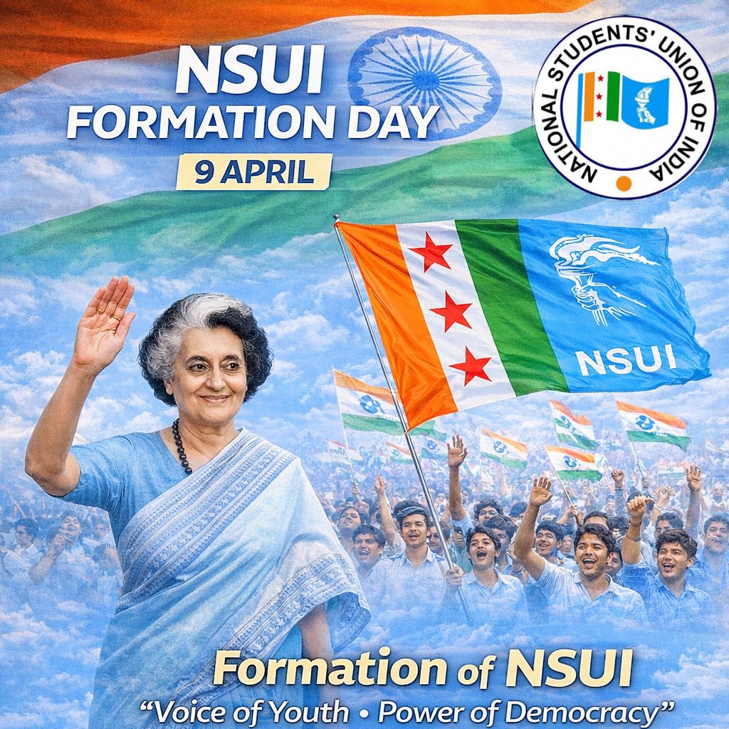 Spiritofnsui's tweet image. NSUI Formation Day | 9 April

Celebrating the formation of NSUI, inspired by the vision of Indira Gandhi.

Empowering students.
Strengthening democracy.
Building the nation.

@nsui @RahulGandhi @AKY_INCMP 

#NSUI #FormationDay #StudentVoice