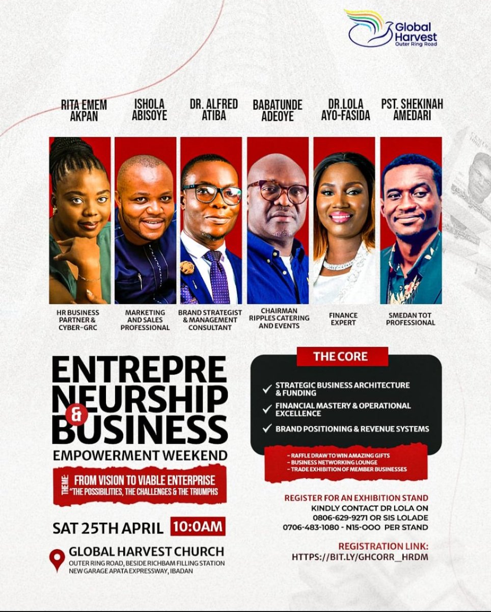 KkLolyan's tweet photo. SAVE THE DATE! 🗓️ HRDM of GHCORR Entrepreneurship Weekend
​Something big is coming!
✅ Exhibitors: Showcase your brand.
✅ Shoppers: Grab amazing deals.
✅ Everyone: Network and grow.
​Don’t miss the exhibition of the year!
Interested in a stall? Let’s talk! 📞08066299271 #biz https://t.co/NaDi4QD1p2