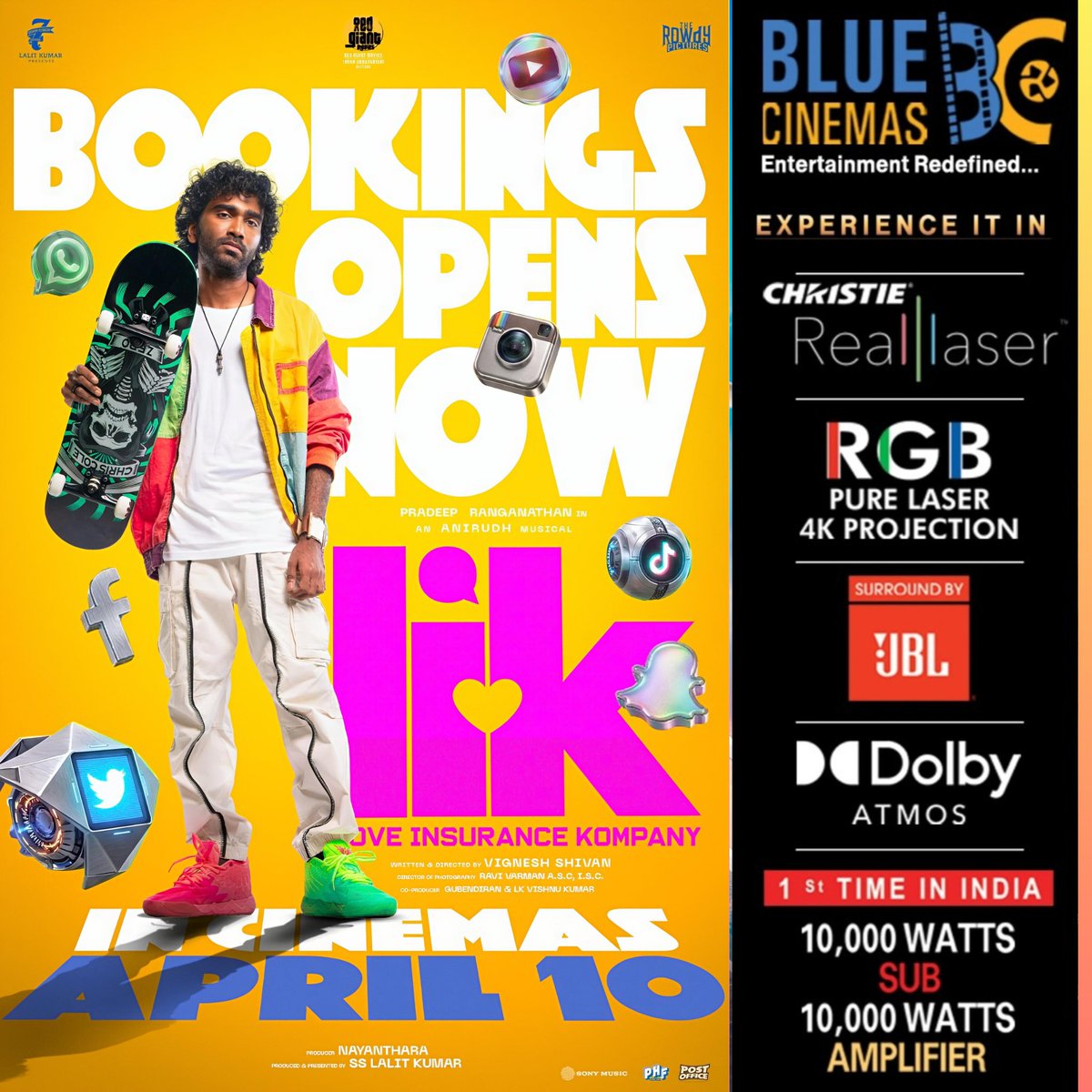 BlueCinemas's tweet photo. The wait is finally over! 🍿 Bookings for #LIK are now OPEN! Grab your seats before they’re gone! 🏃‍♂️💨
@pradeeponelife @anirudhofficial @Rowdy_Pictures @iam_SJSuryah https://t.co/GH65rhHxn5