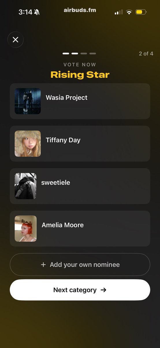 AirbudsWidget's tweet image. Just vote….

Meet the new Airbuds feature: The Airbuddies. 🏆

An online awards show for all things music.

Drops on Mondays, winners announced on Fridays. 😸😸