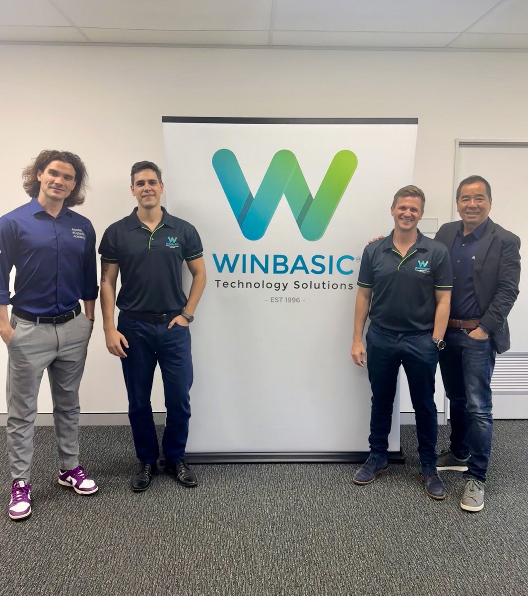 Winbasic's tweet photo. Winbasic was pleased to welcome Sorin Toma and Adrian Lau from Acronis for personalised training that covered not only their current Disaster Recovery & Protection systems but also their exciting product advancements in areas like AI. Thank you, Sorin and Adrian — we look forward to seeing you again soon. Adrian, thank you for your continued work in strengthening the partnership between Acronis and Winbasic. 

L-R Sorin Toma (Acronis Trainer), David Garcia (Solutions Team), Jason Raines (Operations Manager) & Adrian Lau (Partner Success Manager).