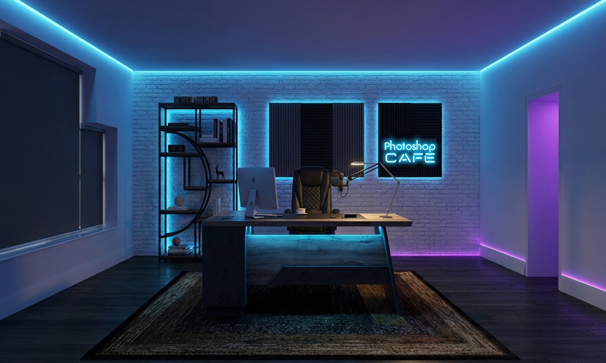 photoshopCAFE's tweet photo. I filled this empty room with actual furniture to pre-vis a YouTube studio using the new #generativefill #firefly features released yesterday in @Photoshop beta https://t.co/eCzTtNzaKq