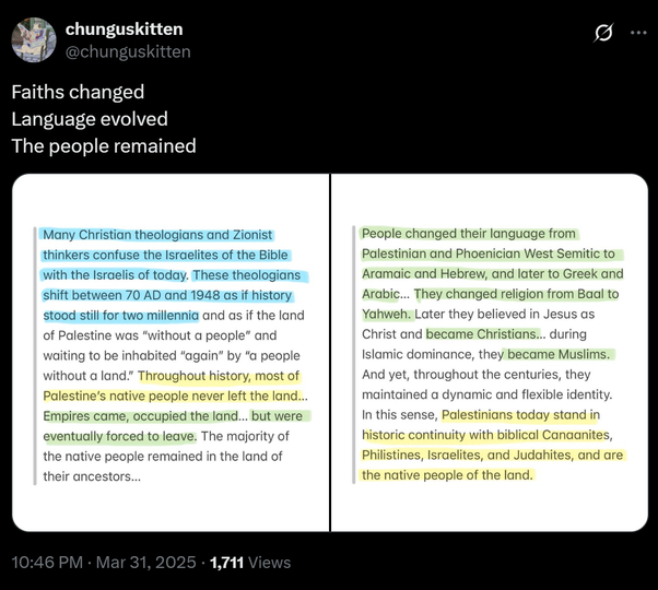 Ysf990__'s tweet image. Why stop at the #Ottomans?

Why ignore WHAT land the Ottomans and ALL empires ruled?

Why pretend that Isnotreal wasn't just ONE of several Kingdoms that wasn't just the Kingdom of Judah, and in WHAT land?

And why pretend that "Judea" wasn't just ONE of 5 parts in #Palestine🇵🇸?