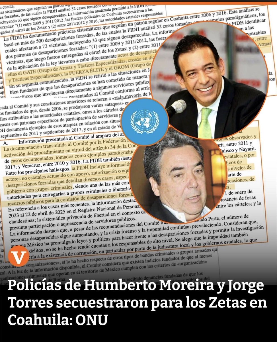 saltillotwit's tweet photo. #Saltillo #Torreon #Monclova #Acuña #PiedrasNegras #Mexico

-Vanguardia Mx

El reciente informe del Comité contra la Desaparición Forzada de la ONU, revela que, entre los años 2009 y 2012, policías estatales de Coahuila secuestraron a personas y las entregaron al grupo criminal de Los Zetas. 🚨

La organización encargada de recopilar el caso de Coahuila fue la Federación Internacional de Derechos Humanos (FIDH), que señaló que en Coahuila se registraron al menos dos patrones: El primero, entre los años 2009 y 2012, periodo en el que se documentaron detenciones realizadas por fuerzas policiacas estatales, quienes habrían entregado a esas personas detenidas a integrantes de la organización criminal de Los Zetas; la segunda, entre 2011 y 2016, en el se refiere la participación directa de corporaciones estatales en actos de desaparición forzada, donde se incluyen señalamientos directos a grupos de élite como el entonces GATE, el GATEM y el GROM.
