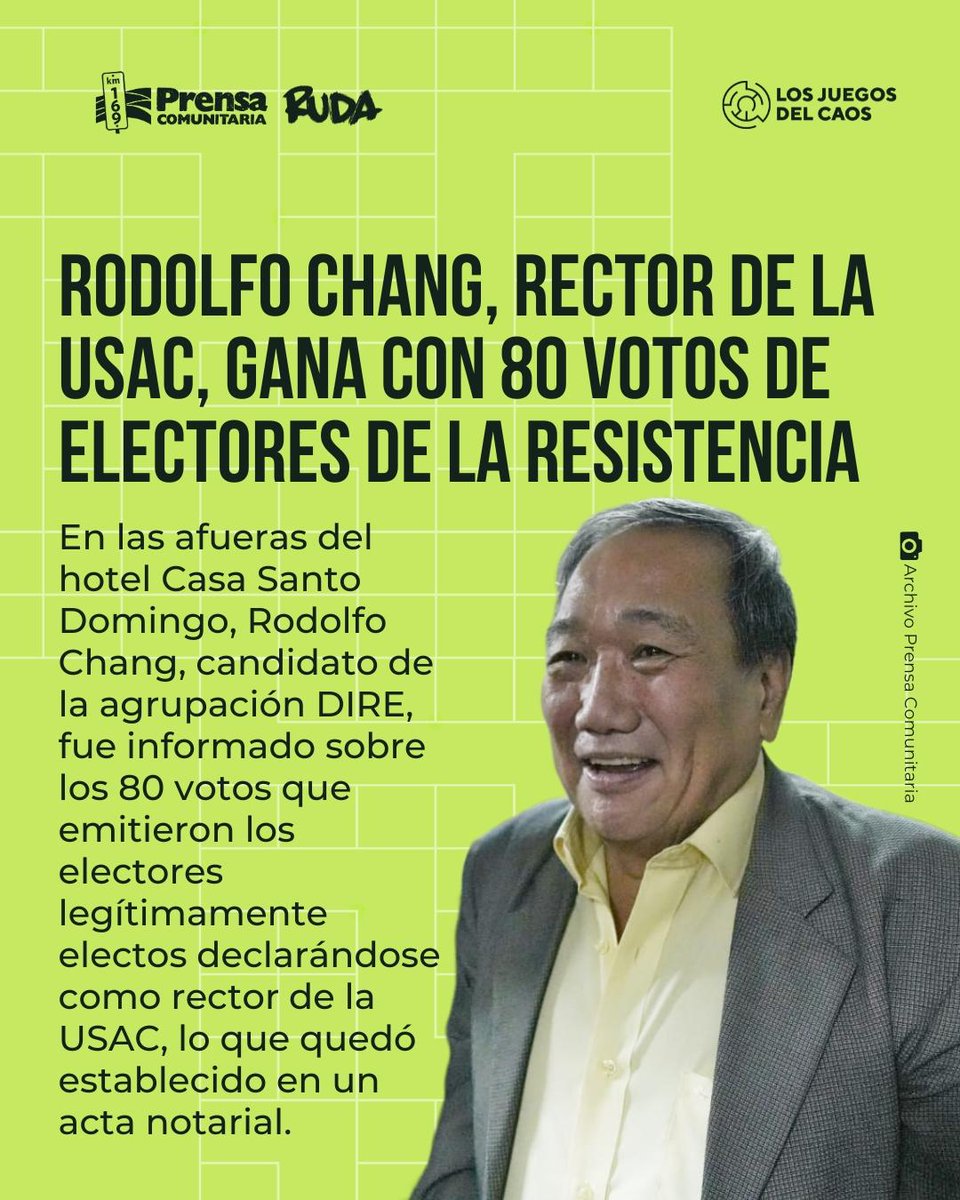 #Elecciones2026 Rodolfo Chang gana elección a rector con 80 votos de electores de la resistencia

En las afueras del hotel Casa Santo Domingo, Rodolfo Chang, candidato de la agrupación DIRE, fue informado sobre los 80 votos que emitieron los electores legítimamente electos