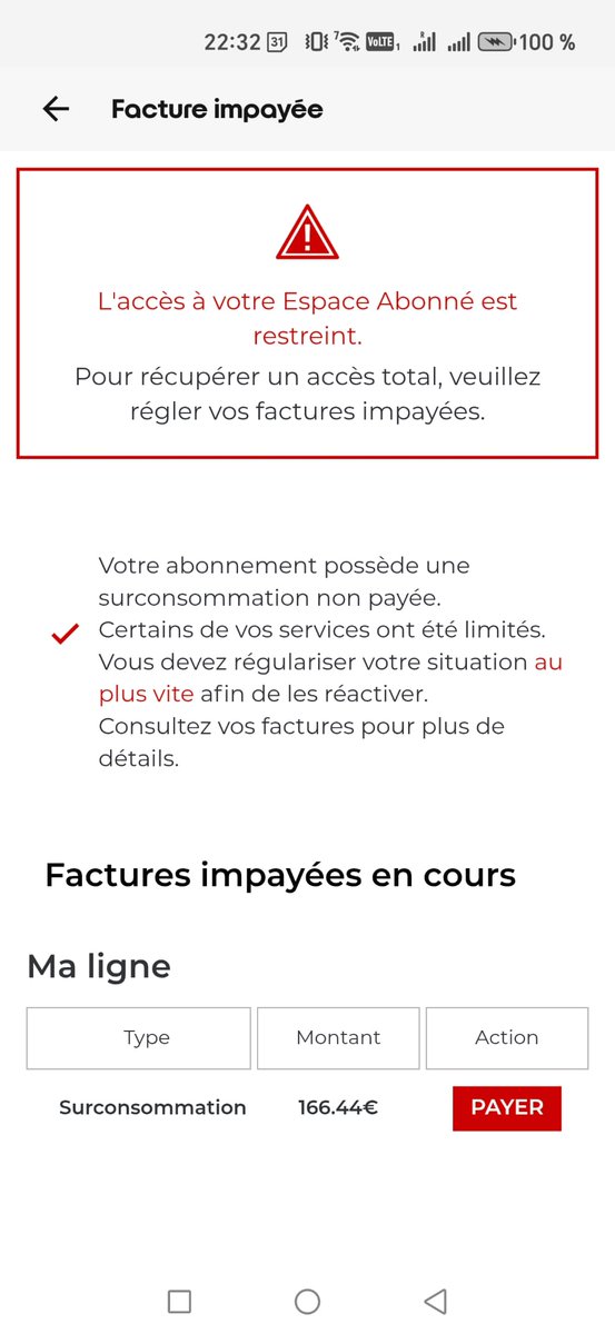 Proinfluent's tweet photo. @free Oui et quand on respecte ce qu'il y a écrit on se prend un hors forfait de 166,44 € comme le prouve l'image. Merci @freemobile https://t.co/lLpihcB3Sf