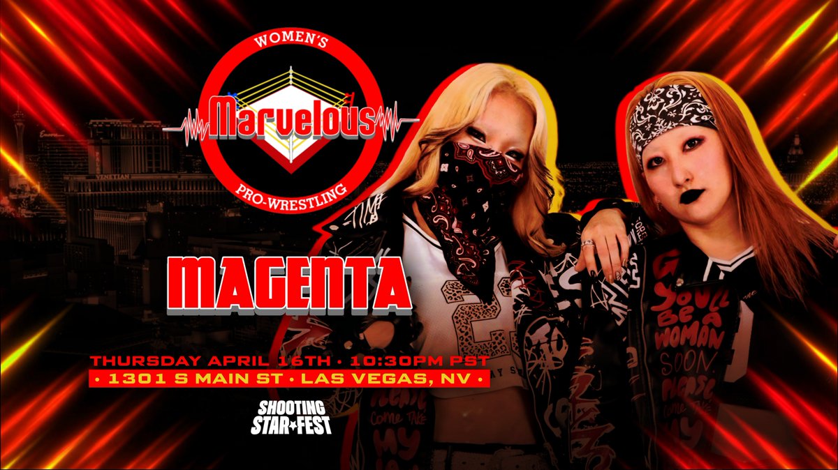 WCProOfficial's tweet photo. Just Signed!!! 

Magenta is coming!

MARVELOUS is coming to the Shooting Star Fest in Las Vegas!!

Front Row SOLD OUT
Limited General Admission tickets remain!

Thursday April 16th
1030pm 
https://t.co/eRCUcmDKZb https://t.co/gNauqtXiOO