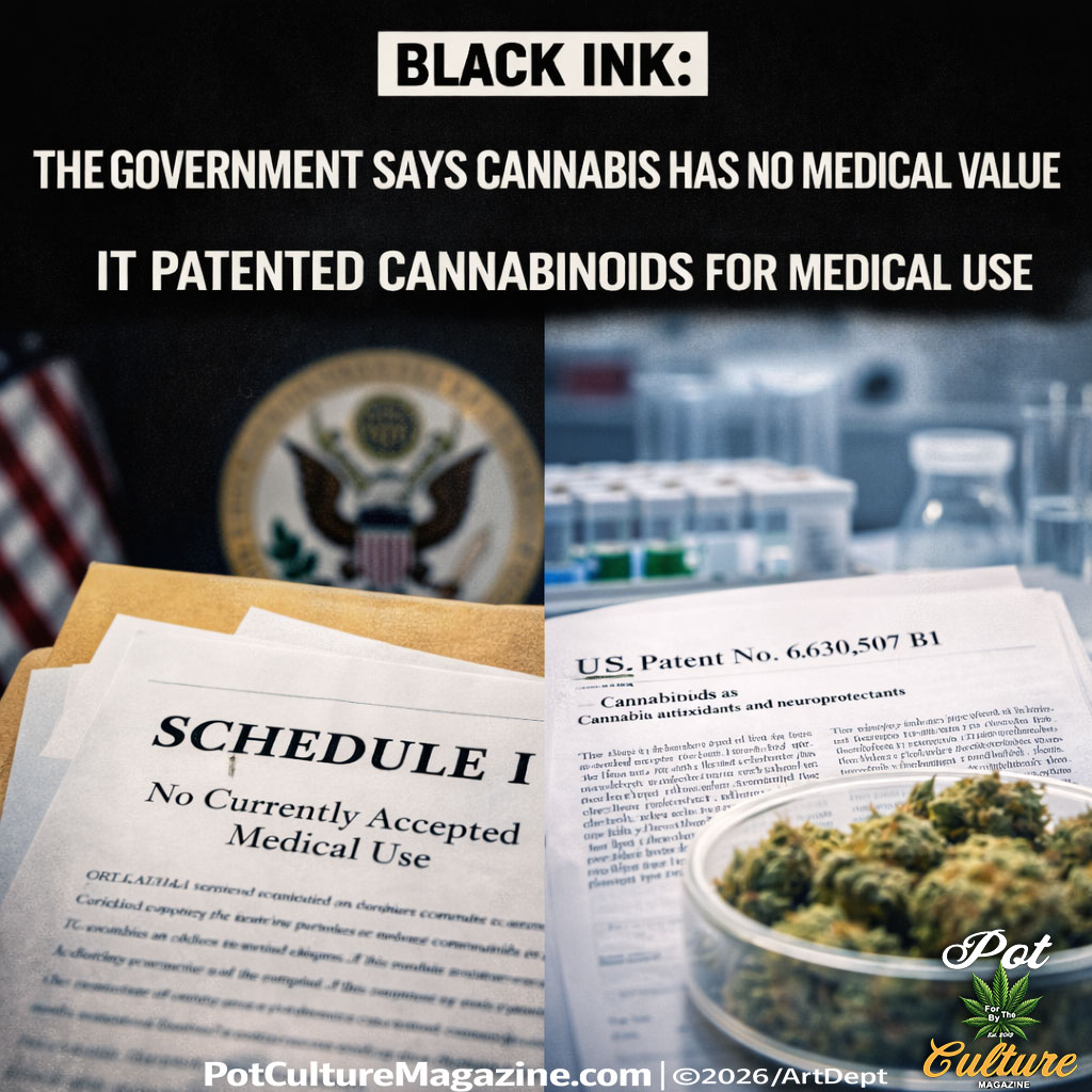 PotCultureMag's tweet photo. BLACK INK:
The government says cannabis has no medical value
It patented cannabinoids for medical use
#PotCultureMagazine #BlackInk #Cannabis #MedicalUse #CannabisCulture #420Community #Facts #Weed https://t.co/RX2Jvr9j9o