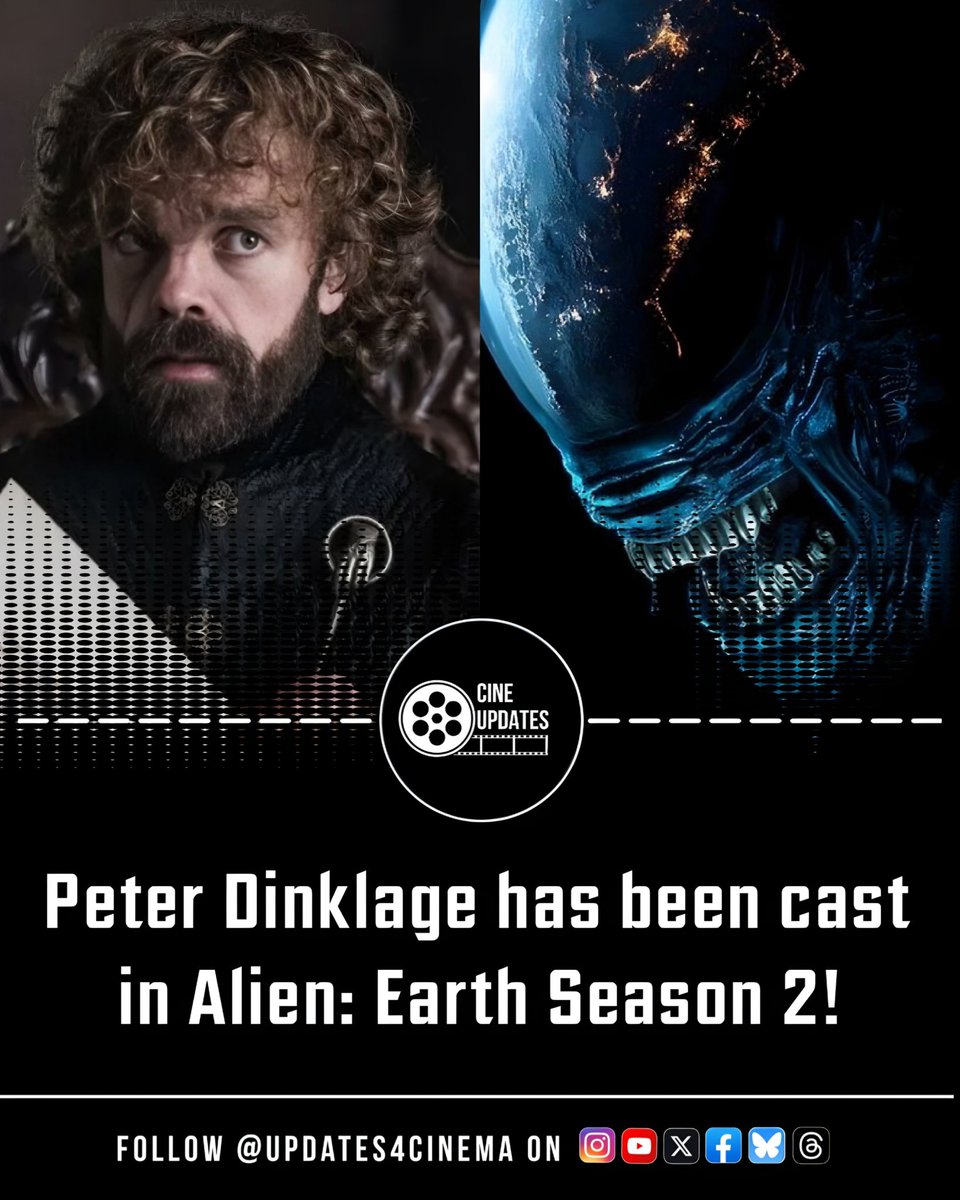 Updates4Cinema's tweet photo. Peter Dinklage has been cast in ALIEN: EARTH Season 2.
#AlienEarth #PeterDinklage #AlienSeries https://t.co/VSAcQhnN17