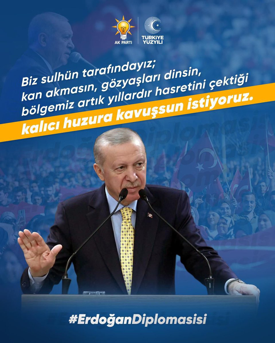 MufitAydin16's tweet photo. Bölgemizde tansiyonun düşmesi ve ateşkes ortamının oluşmasında yürütülen yoğun diplomasi trafiği umut vericidir.

Cumhurbaşkanımız Sayın Recep Tayyip Erdoğan liderliğindeki Türkiye’nin barış ve istikrar için ortaya koyduğu çabalar her türlü takdiri hak ediyor.
#ErdoğanDiplomasisi https://t.co/jSly0a4VjU