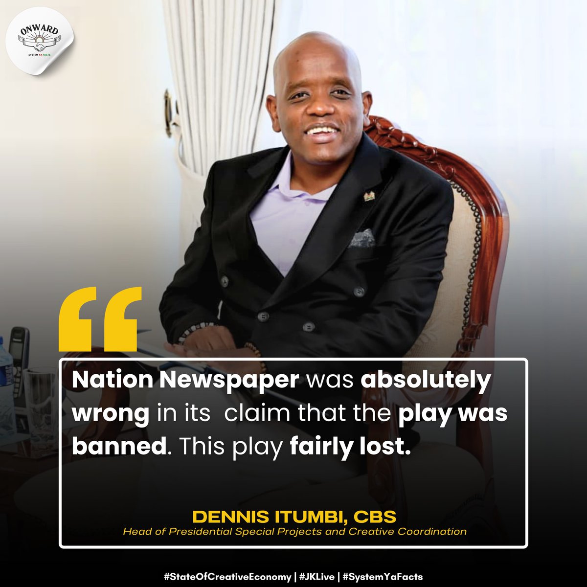 Ruto_nated's tweet image. The discussion underscores the importance of factual reporting, with Dennis Itumbi pointing out discrepancies in media narratives surrounding the National Drama Festivals. Dennis Itumbi #StateOfCreativeEconomy #JKLive