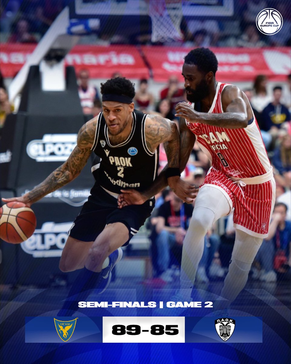 Murcia’s four-point win falls short: <a href="/PAOKbasketball/">PAOK BC</a> are headed to the #FIBAEuropeCup Finals for the second year in a row! 🔥