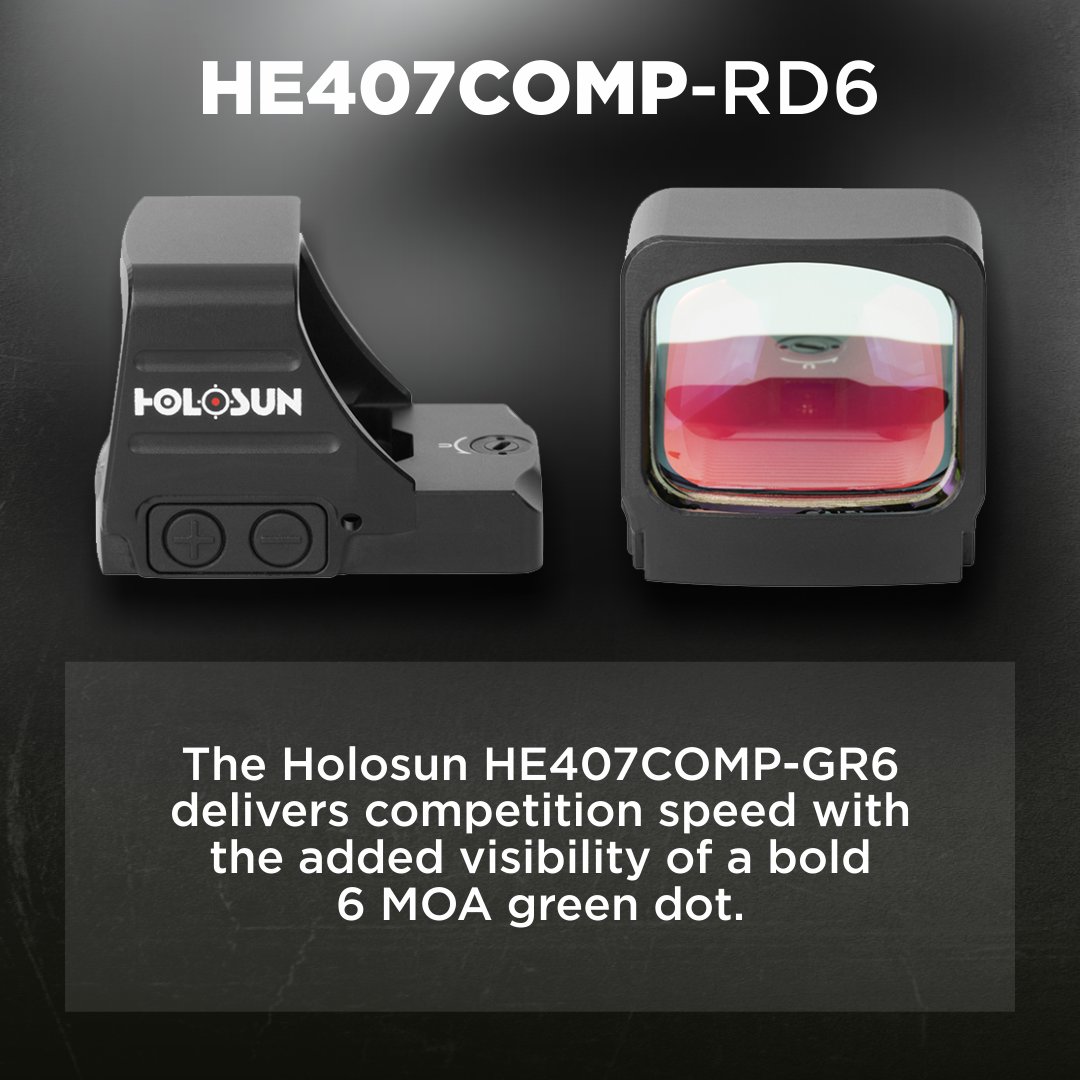 SportsandGadget's tweet image. #Holosun HE407COMP-GR6 💚

6 MOA #GreenDot, wide window, Shake Awake, side battery tray, and 7075-T6 aluminum housing built for competition speed.
#SportsAndGadgets - Official dealer in US, Canton, MA. Free Shipping or Fast 2 Day Shipping.

sports-and-gadgets.com/collections/ne…