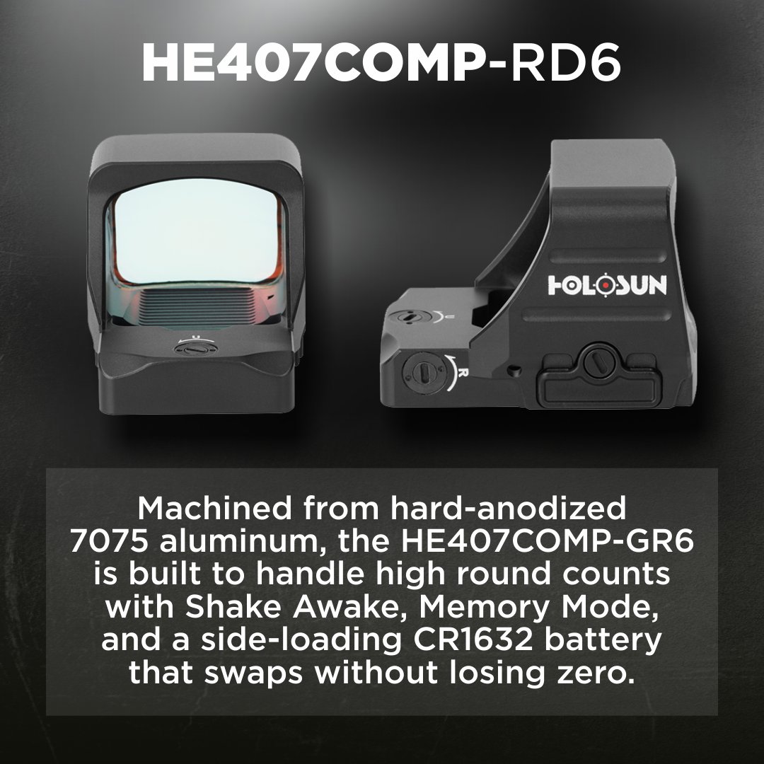 SportsandGadget's tweet image. #Holosun HE407COMP-GR6 💚

6 MOA #GreenDot, wide window, Shake Awake, side battery tray, and 7075-T6 aluminum housing built for competition speed.
#SportsAndGadgets - Official dealer in US, Canton, MA. Free Shipping or Fast 2 Day Shipping.

sports-and-gadgets.com/collections/ne…
