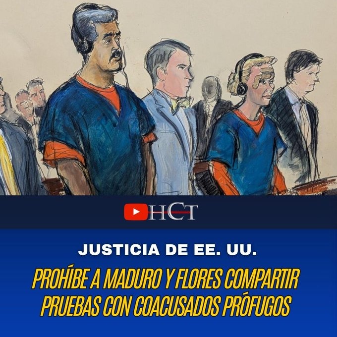 gusipati19's tweet photo. El juez Alvin Hellerstein del caso ha rechazado la solicitud de la defensa de Nicolás Maduro y Cilia Flores que buscaba compartir material probatorio con otros coacusados que todavía no han sido detenidos (es decir, Cabello, Rodríguez Chacín, Nicolasito y El Niño Guerrero), resolviendo la disputa a favor de la fiscalía al ratificar una orden de protección restrictiva. 

En su decisión, el magistrado estableció q dicha información no podrá ser entregada a ningún acusado q se encuentre actualmente prófugo ni a sus respectivos abogados, sentenciando además q la distribución de este material no se considera un requisito necesario para la preparación de la defensa técnica de los acusados ya detenidos o comparecientes.                                                                                                                     Fuentes revelaron que hay varios funcionarios de alto nivel del régimen de Delcy Rodríguez que están colaborando, aportando información valiosa para el desarrollo del juicio. De igual manera ya es conocido q la propia Cilia Flores está colaborando con las investigaciones, ella tienen toda la información clara y precisa.  De allí q durante la última audiencia Nicolás Maduro y Cilia Flores no se miraron las caras y mucho menos se hablaron.  Los mismos sobrinos de Cilia Flores que conocen la justicia de Estados Unidos y saben como se manejan las cosas han decidido colaborar.  De igual forma la fuente informó que el General Néstor Reverol Torres y el General Miguel Rodríguez Torres entre otros también están colaborando desde Venezuela. La información está llegando al sistema de justicia de Estados Unidos de muchas fuentes. Hay ya muchas pruebas, testimonios, todo estos está nutriendo la carga de la prueba q presentará proximamente la Fiscalía ante el juez.#ULTIMAHORA @SecRubio @POTUS @MariaCorinaYA @globovision