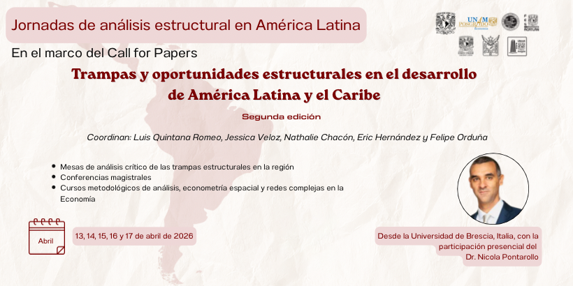 Economicas_UNAM's tweet photo. Jornadas de análisis estructural de América Latina
Nicola Pontarollo, Universita degli Studi di Bresci

15, 16 y 17 de abril de 2026
9:00 a 15:00 h
Sala de cómputo 2, de Económicas-UNAM

Actividad académica sin costo
https://t.co/5obwhxDzDi https://t.co/yW7Po2ds0d