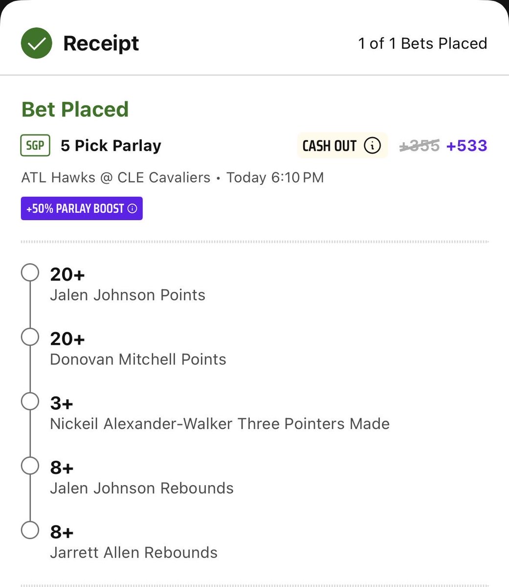 DaWiddler's tweet image. ATL VS CLE SGP DK 

 5+ Plays +533* DK 1u

This game matters and should be a fun one! Using my DK 50% SGP Profit Boost

#GamblingX #FreePlays #Draftkigns