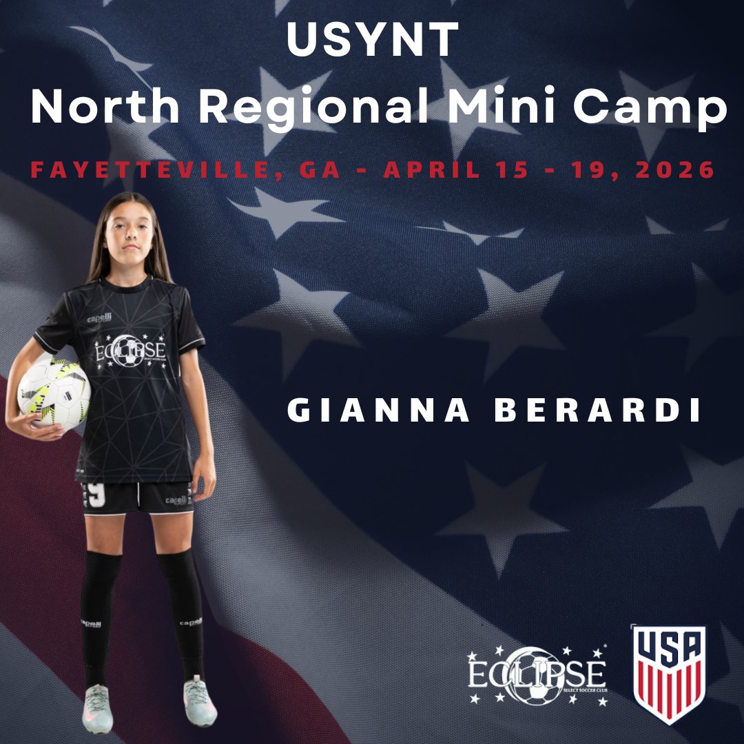 GiannaBerardi30's tweet photo. Blessed and honored to have been selected to attend the @USYNT North Regional Mini Camp in Fayetteville, Georgia! Excited for the opportunity to compete and represent @EclipseSelectSC .

@2012EclipseECNL @ECNLgirls @ImYouthSoccer @ImCollegeSoccer @TopDrawerSoccer @TheSoccerWire https://t.co/yOToSlpb99