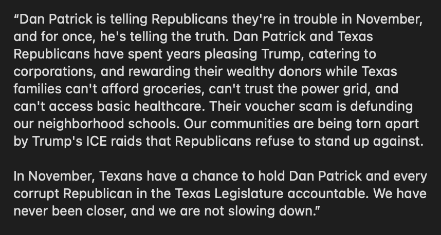 bradj_TX's tweet image. HDCC Chair @RepMorales145 on this comment from @DanPatrick today about Rs keeping the #txlege House: