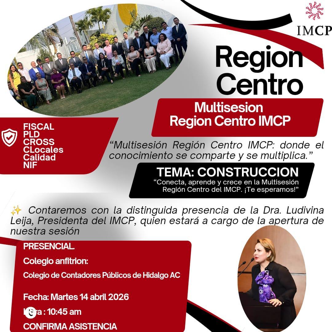IMCP's tweet image. El martes 14 de #abril de 2026, nuestra Presidenta, la Dra. Ludivina Leija, estará a cargo de la apertura de la Multisesión Región Centro #IMCP, cuyo tema será la #Construcción.

Te compartimos toda la información.

@ImcpPresidencia