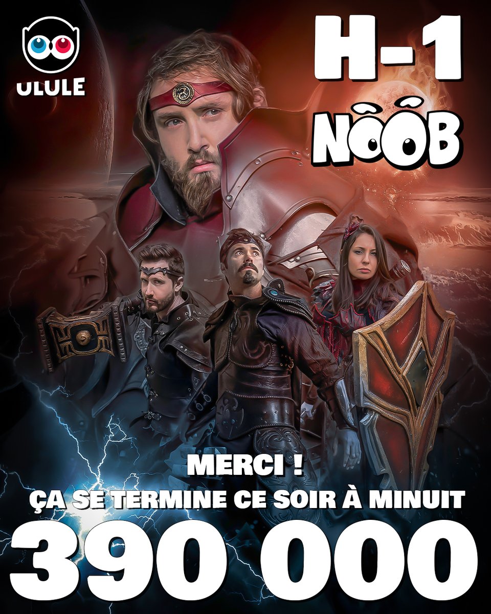 C'est fou !!!!! Il reste 1 heure et nous avons tombé le palier 390k sur fr.ulule.com/noob-maitres-d… !!!!! 😱 MERCI !!!! On est toujours en live pour vivre le dénouement légendaire de cette campagne !!!!