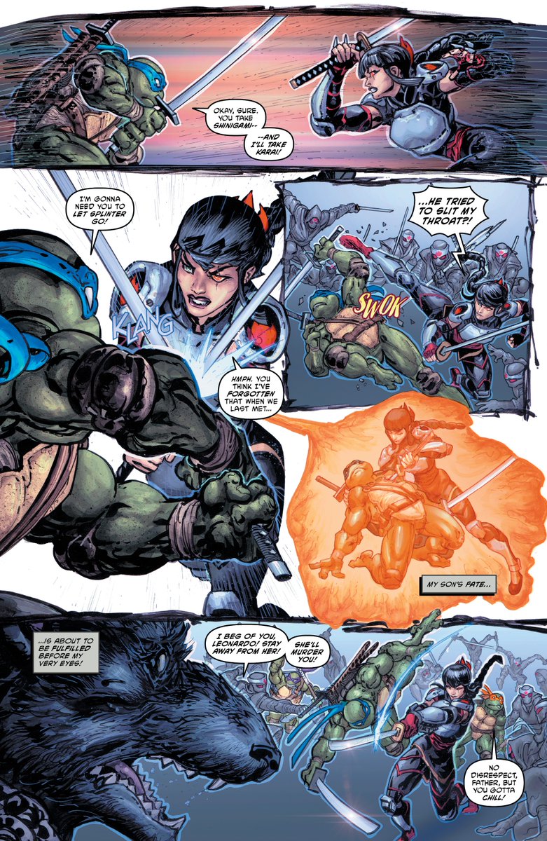 IDWPublishing's tweet image. "Dials up the action while also moving the plot forward in interesting ways." @comicwatchhq

High atop New York City, a battle rages for Splinter’s soul!

#TeenageMutantNinjaTurtles #17 is at LCS!

#TMNTComics #NCBD #NewComics #TMNT @tmnt @geneluenyang @Freddieart @Fero_arts