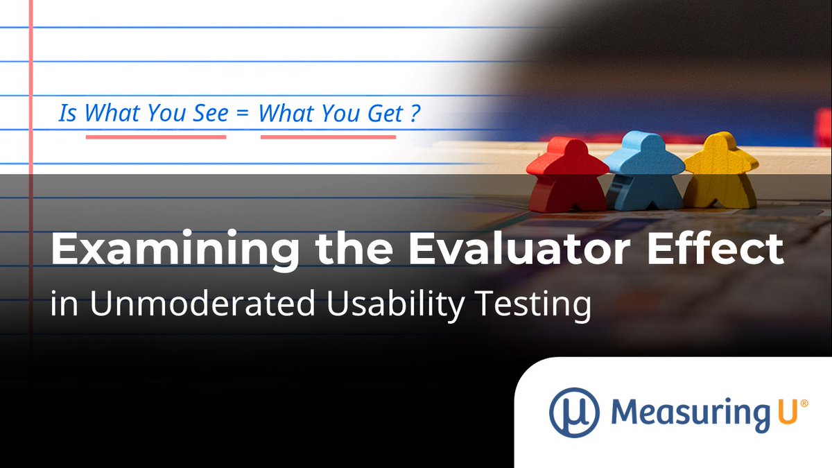 MeasuringU's tweet image. Is What You See What You Get? Examining the Evaluator Effect in Unmoderated #Usability Testing. measuringu.com/examining-the-…