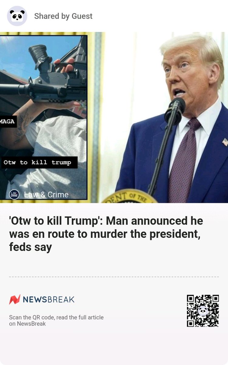 ALLREDToDoRoJo's tweet image. 'Otw to kill Trump': Man announced he was en route to murder the president, feds say #DonaldTrump #Feds
share.newsbreak.com/i1s3ii74