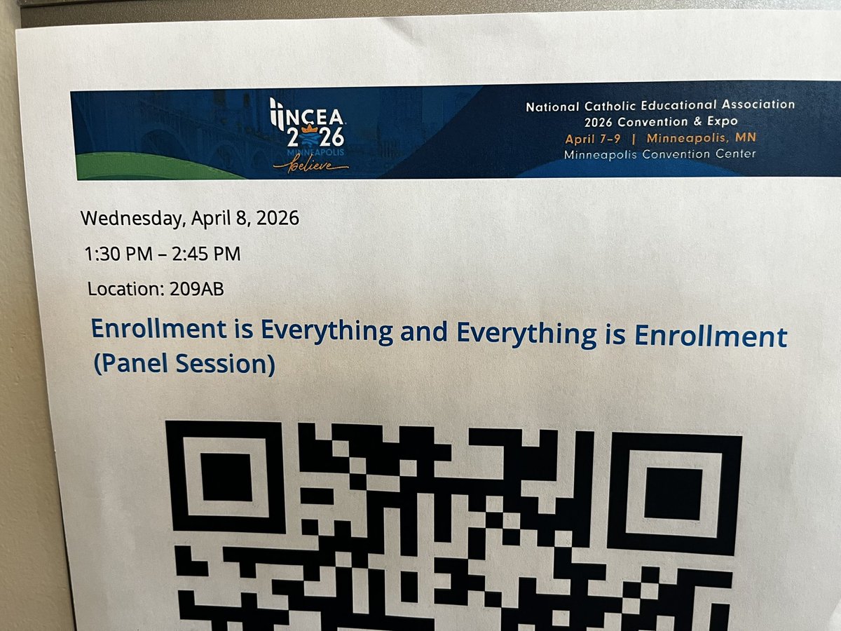 bdumond360's tweet photo. Great session today at #NCEA2026 in Minneapolis on Catholic School Enrollment strategy. https://t.co/c9Oedduq1J