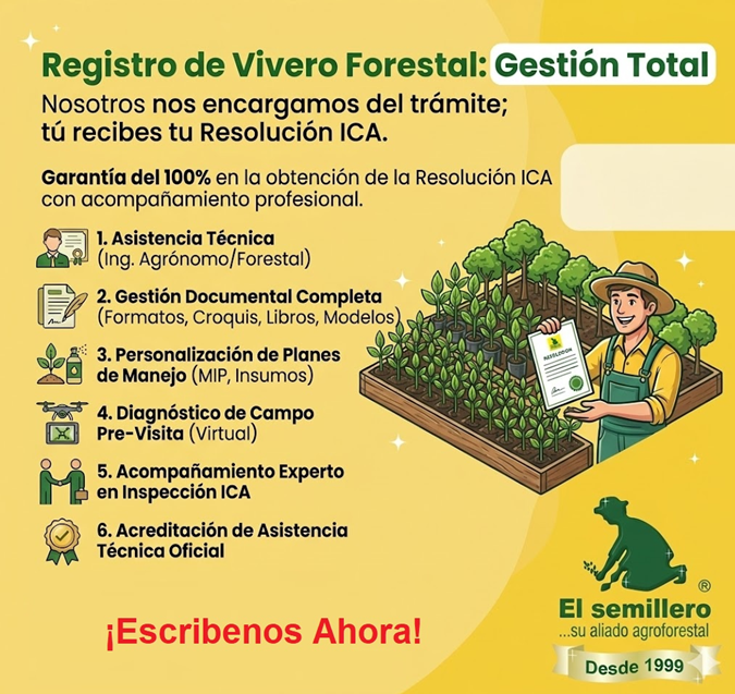 Elsemillero_sas's tweet photo. ¡Tu Vivero Forestal con Resolución ICA y sin complicaciones! 🌿 Nos encargamos de toda la gestión técnica y documental para que tú solo te preocupes por producir. 🚜📋

🌱 Escríbenos 📲.
https://t.co/R5pK9MlAPo https://t.co/6pbI24ztuv