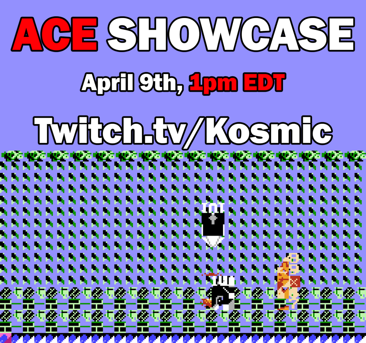 Kosmicd12's tweet photo. Tomorrow we'll showcase the limitless potential of ACE in Super Mario Bros.- on original hardware! Tune in at 1pm EDT! https://t.co/s82GT1pXfT