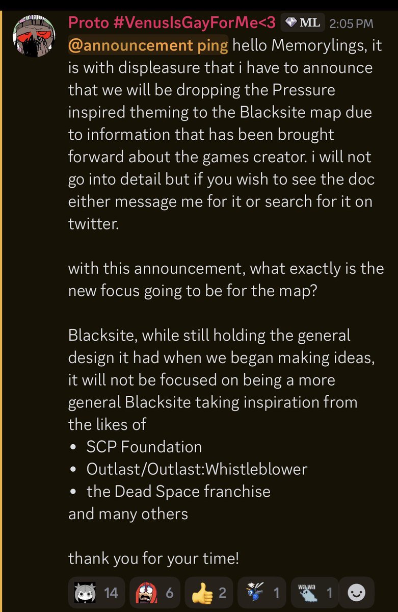 ML_MailMan's tweet image. Blacksite shall be rebranded due to new Information coming out regarding the Owner / Creator of Pressure.

[ VIA - @GawrGuraVirus ]