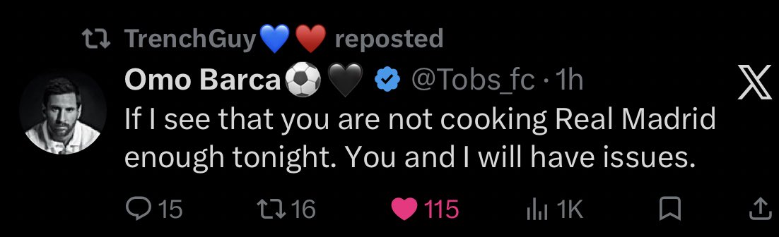 If I see that you are not. Cooking Barca enough tonight we will have problem