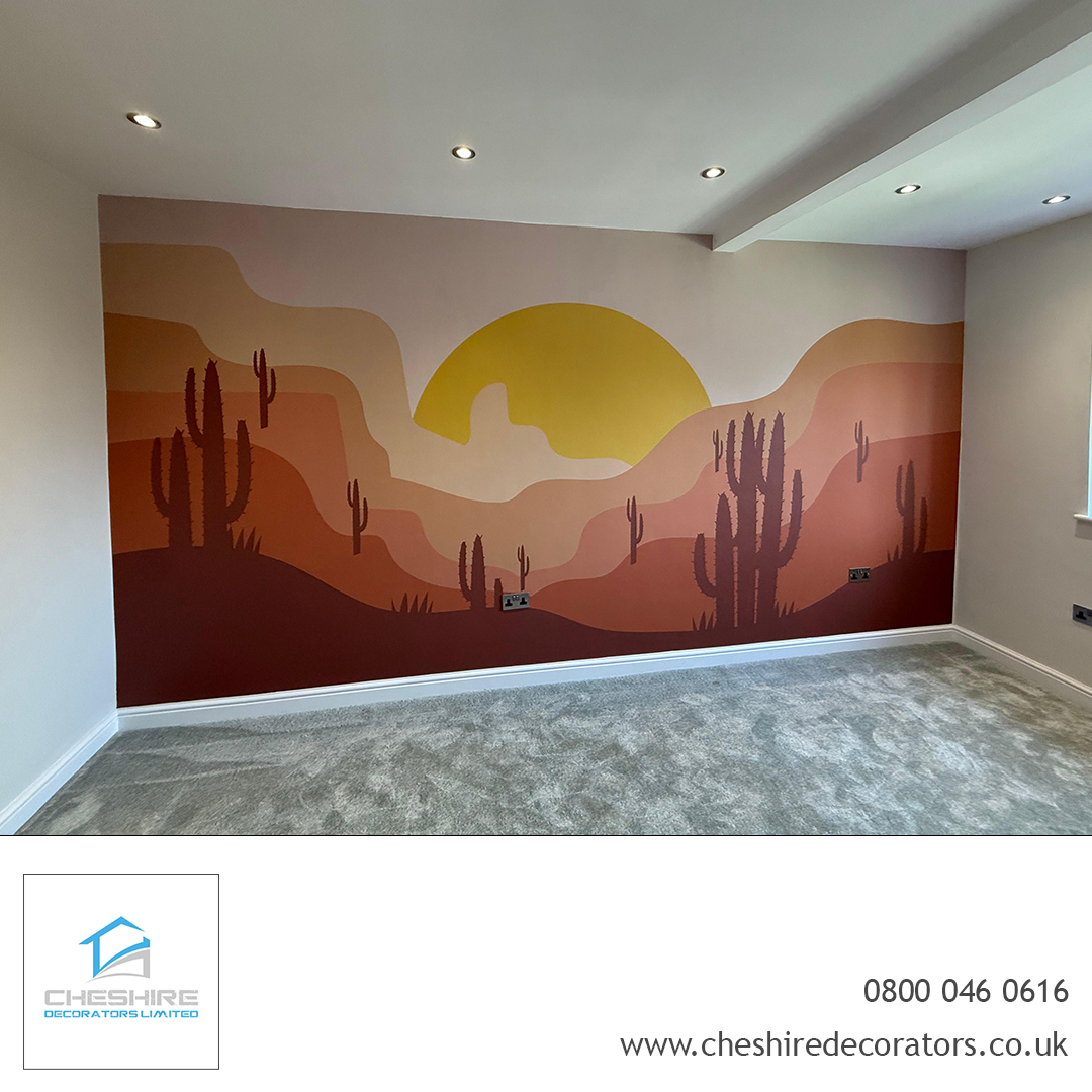 cheshdecor's tweet image. Check out this stunning feature wall ✨
A mural from Bobbi Beck installed in this bedroom for a real statement finish 🎨

#CheshireDecoratorsLtd #FeatureWall #WallpaperMural #HomeTransformation