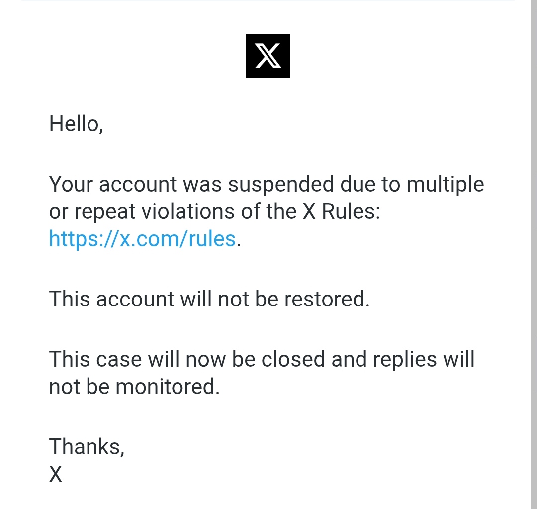 I'm just guessing, 
but a lot of people are seeing or going to soon see this on their suspended account appeals. 

🖕 to X