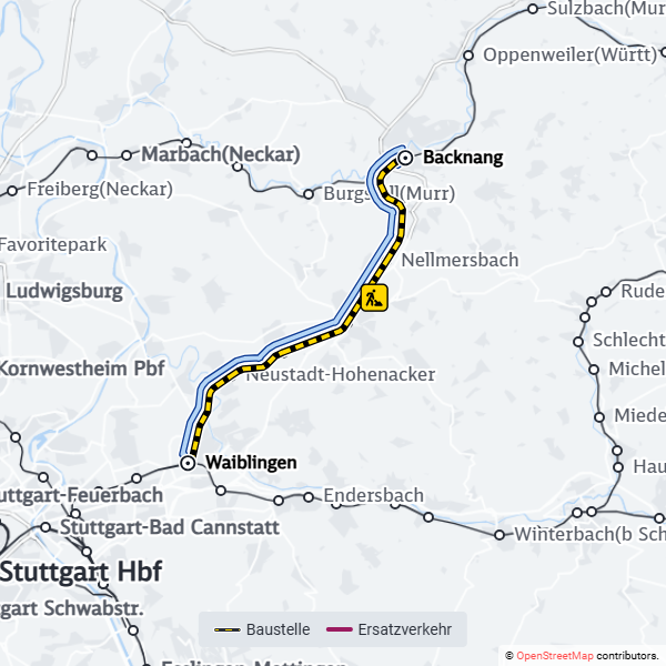 SBahn_Stuttgart's tweet photo. 🚧 #Drandenken 🚧
Die DB führt heute Nacht Instandhaltungsarbeiten an der Strecke zwischen #Waiblingen und #Backnang durch.
Die Linie #S3 kann nicht wie gewohnt verkehren.
Details, auch zum #Ersatzverkehr mit Bussen #S3E
hier: 👉 https://t.co/zJL6ogfkCg https://t.co/kZYFCHZMMW